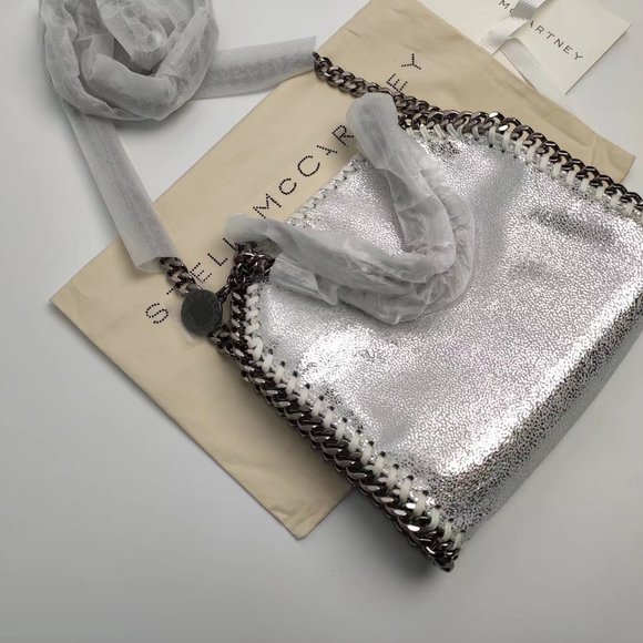 Stella McCartney Falabella Tiny Vegetarian Brushed-leather Shoulder Bag Silver - Picture 8 of 9